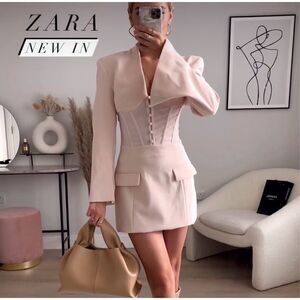 Zara Corset Blazer Dress Size Large •  BLOGGER FAVORITE • NEW WITH TAGS •
